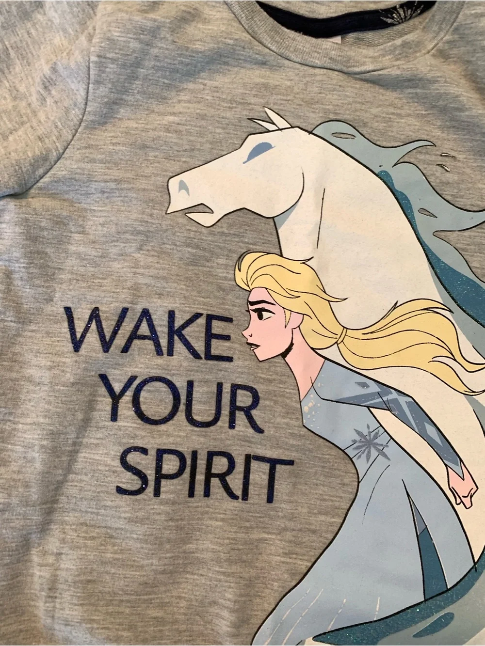 Disney Girls Gray Frozen 'Wake Your Spirit' Sweatshirt with Blue Graphic
